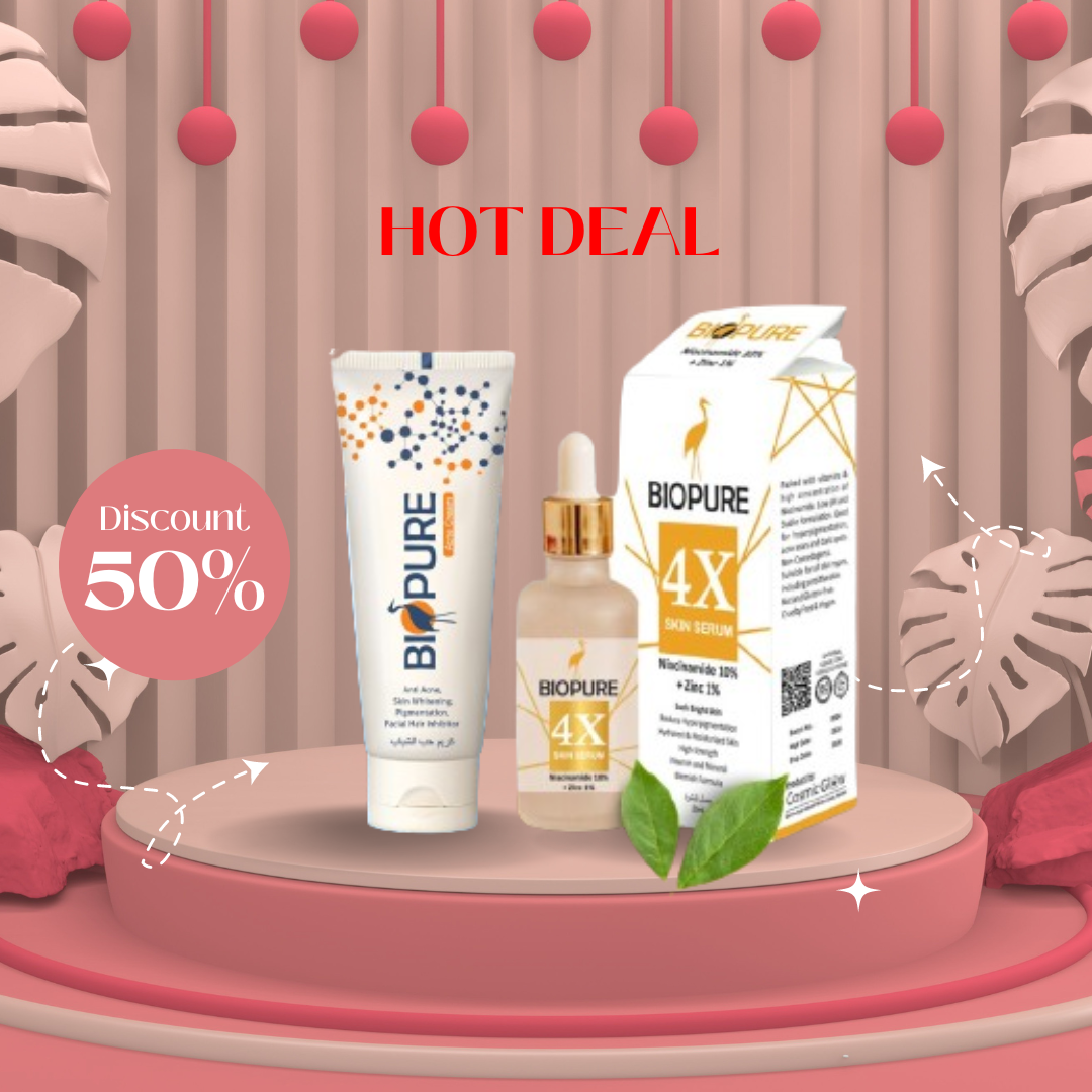 BioPure 4X Skin Serum Niacinamide 10% + Zinc 1% & ANTI-ACNE CREAM SKIN PROBLEMS